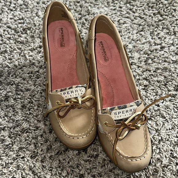 Sperry Top Sider leopard print wedges Sz 10M - Picture 2 of 8
